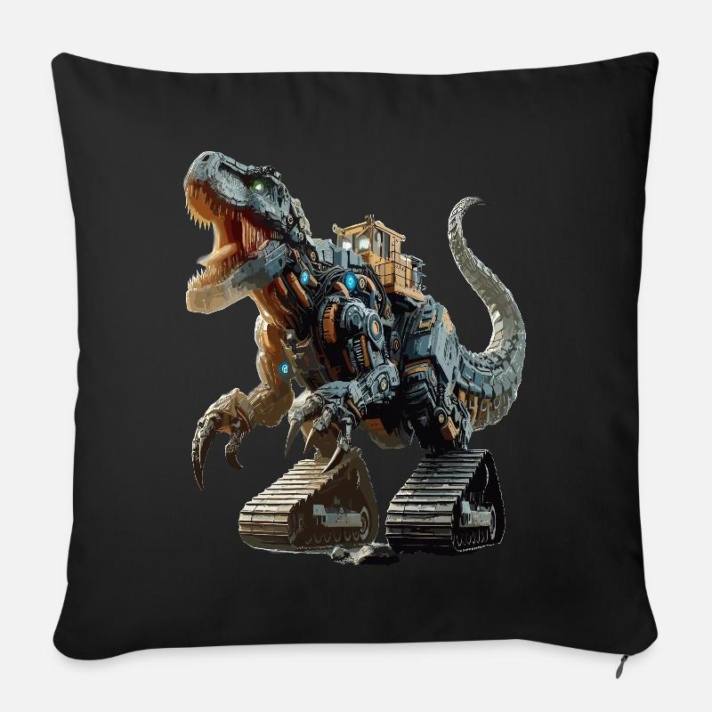 Bagger T-Rex Dinosaurier - Sofakissen mit Füllung 45 x 45 cm - Schwarz