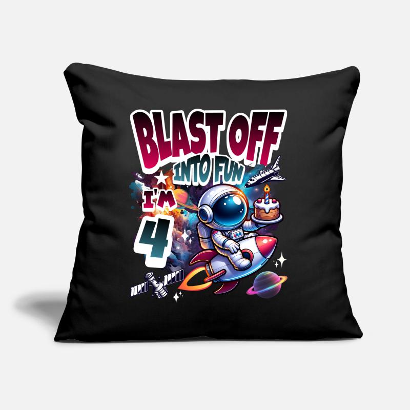 Astronaute 4e anniversaire Espace Coussin et housse de 45 x 45 cm