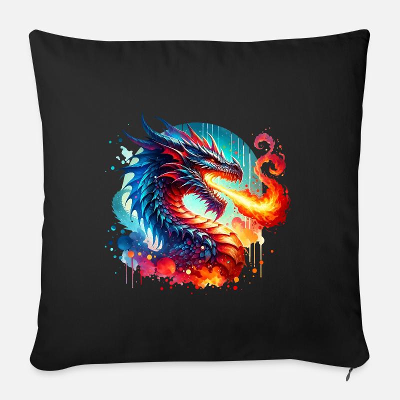 Drache - Sofakissen mit Füllung 45 x 45 cm - Schwarz