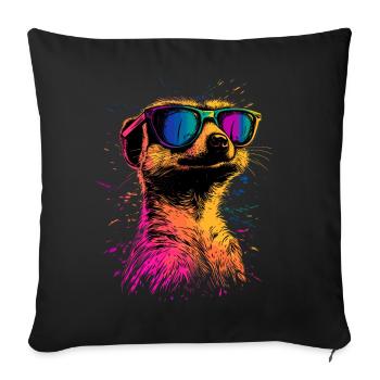 Lunettes de soleil suricate coloré mignon suricate - Coussin et housse de 45 x 45 cm - noir - Devant