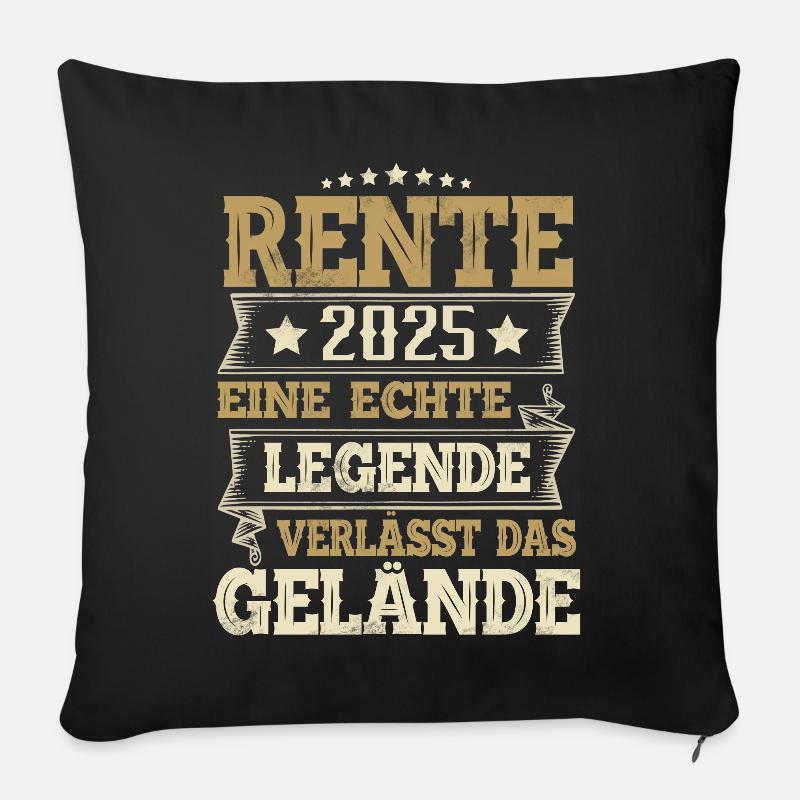 Rentner 2025 - Sofakissen mit Füllung 45 x 45 cm - Schwarz