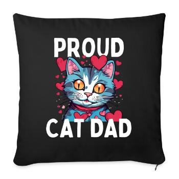 Proud Cat Lover Cat Dad With Heart Funny - Sofa pillow with filling 45cm x 45cm - black - Front
