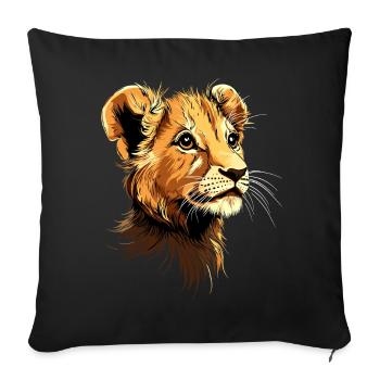 Lion Mane Young Lion Wild Little Cute Lions - Sofa pillow with filling 45cm x 45cm - black - Front