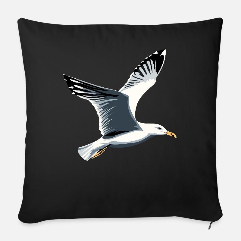 Möwe Strand Meer Nordsee Ostsee Silbermöwe Möwen - Sofakissen mit Füllung 45 x 45 cm - Schwarz