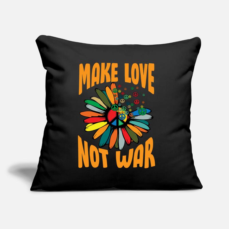 Make Love Not War Flower Power Hippie Sofa pillow with filling 45cm x 45cm