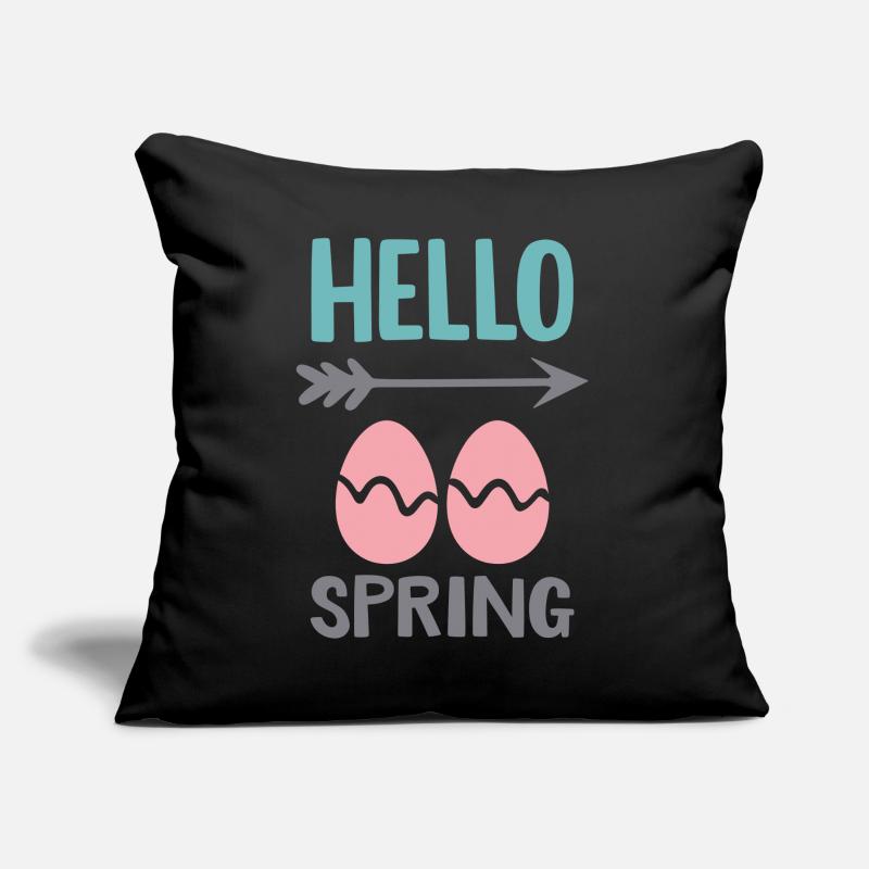 Hello Spring Spring Design with Easter Eggs Sofa pillow with filling 45cm x 45cm