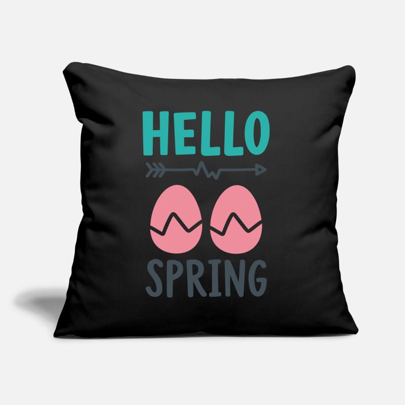 Hello Spring Spring Design with Easter Eggs Sofa pillow with filling 45cm x 45cm