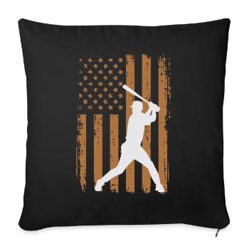 Vintage Baseball Player American Flag Patriotic - Coussin et housse de 45 x 45 cm - noir - Devant
