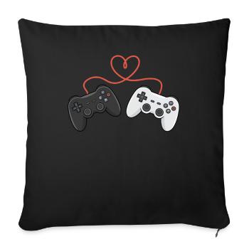 Herzverdrahtete Controller-Duo - Sofakissen mit Füllung 45 x 45 cm - Schwarz - Vorne