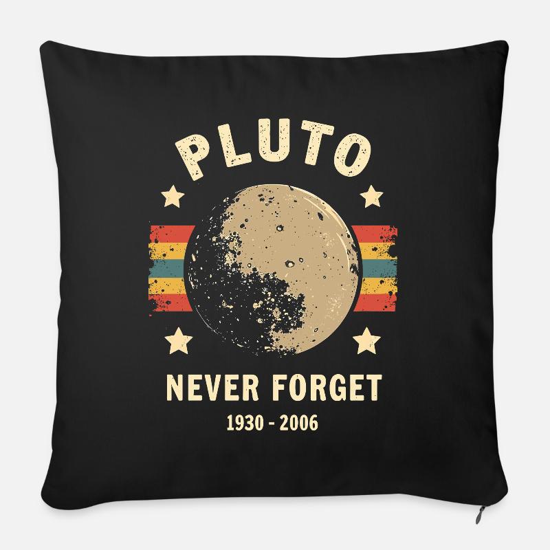 Pluto Never Forget – Retro Space - Sofakissen mit Füllung 45 x 45 cm - Schwarz