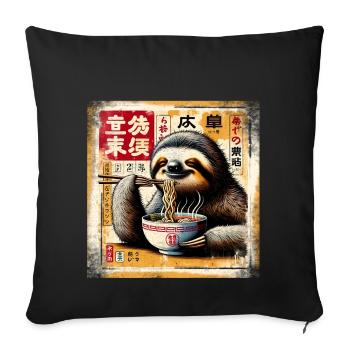 paresseux Ramen Grunge Poster Style - Coussin et housse de 45 x 45 cm - noir - Devant
