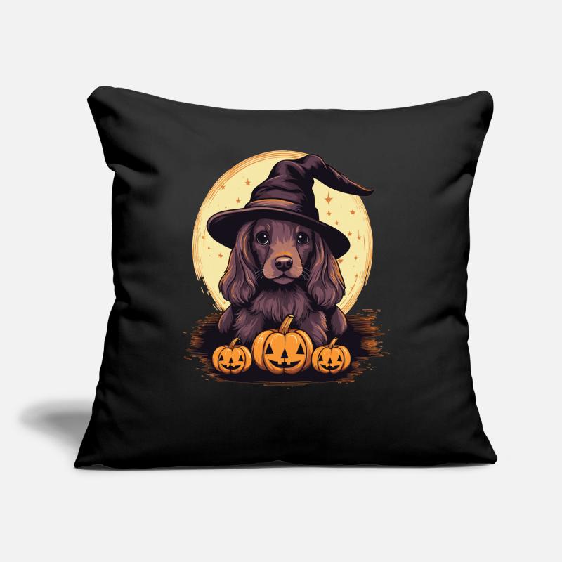 Halloween Witch Hat Pumpkin Dog Cocker Spaniel Sofa pillow with filling 45cm x 45cm