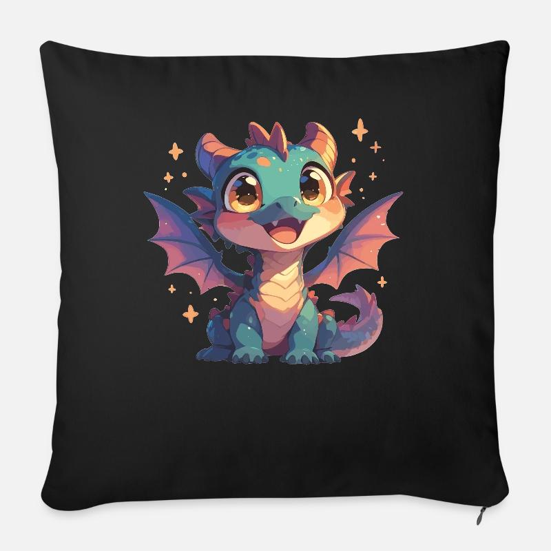Drachen Drache - Sofakissen mit Füllung 45 x 45 cm - Schwarz