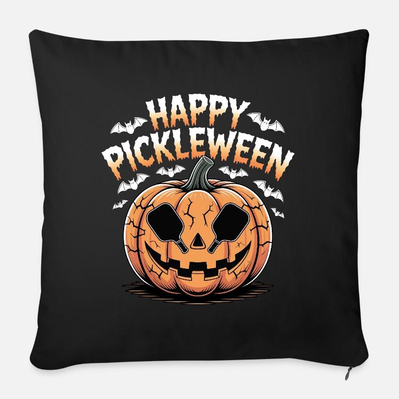 Pickleween Pickleball che gioca divertente Halloween - Cuscino da divano 45 x 45 cm con riempimento - nero