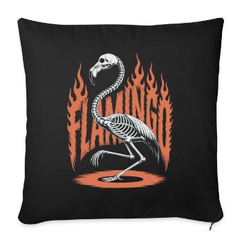 Flamingo Flames Skeleton Halloween - Sofa pillow with filling 45cm x 45cm - black - Front