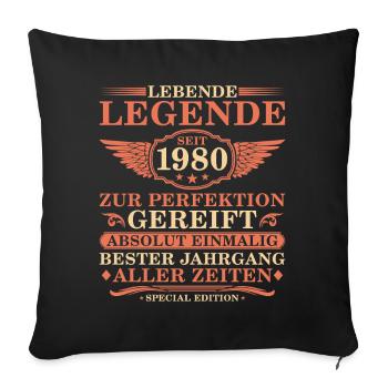 45th Birthday Vintage Year 1980 - Sofa pillow with filling 45cm x 45cm - black - Front