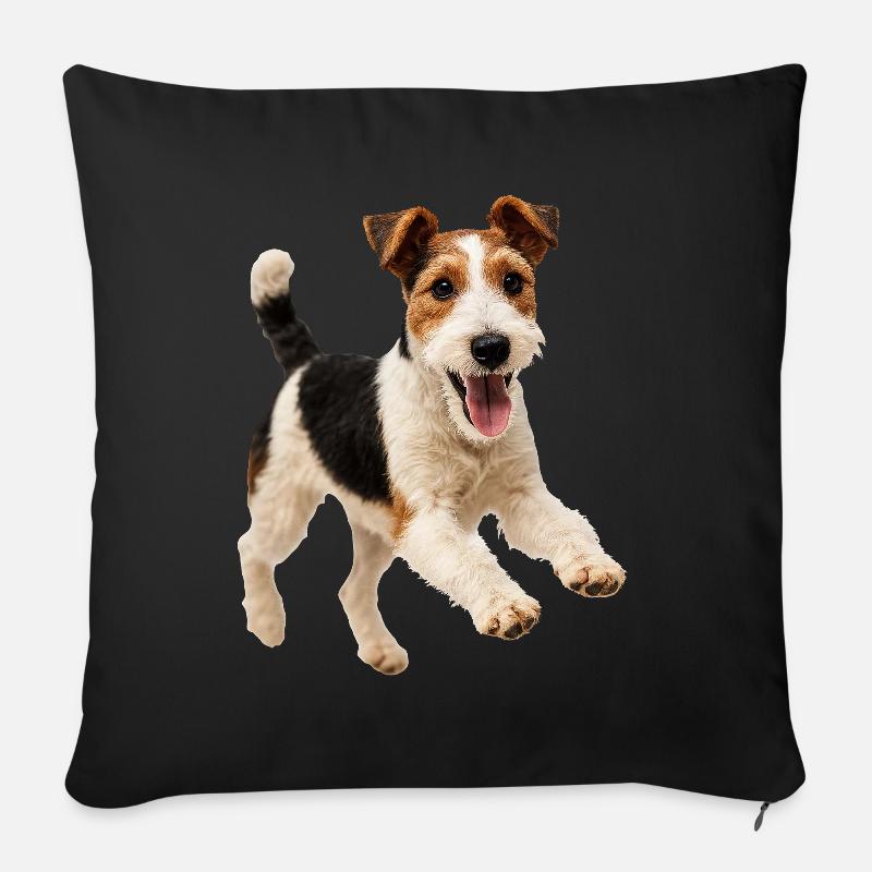 Verspielter Foxterrier Hund - Sofakissen mit Füllung 45 x 45 cm - Schwarz