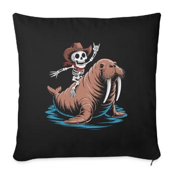 Cow-boy squelette sur morse - Coussin et housse de 45 x 45 cm - noir - Devant