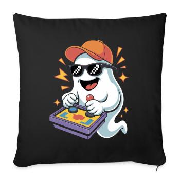 Retro Gamer Halloween Fantôme - Coussin et housse de 45 x 45 cm - noir - Devant