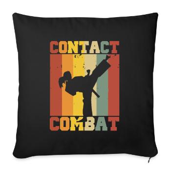 Silhouette of a Karate Woman – Combat Contact - Sofa pillow with filling 45cm x 45cm - black - Front