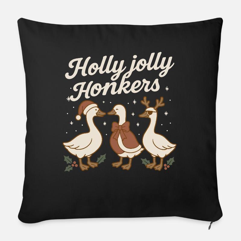 Weihnachtsgans Holly Jolly Honkers - Sofakissen mit Füllung 45 x 45 cm - Schwarz