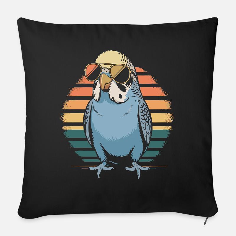 Wellensittich - Sofakissen mit Füllung 45 x 45 cm - Schwarz