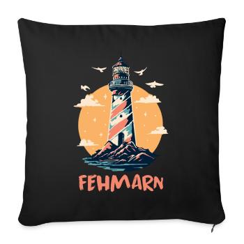 Vacances à la mer Baltique Phare de FEHMARN Fun - Coussin et housse de 45 x 45 cm - noir - Devant