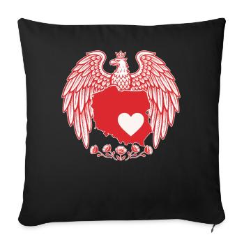 Conception de la carte du cœur de l’aigle polonais - Coussin et housse de 45 x 45 cm - noir - Devant