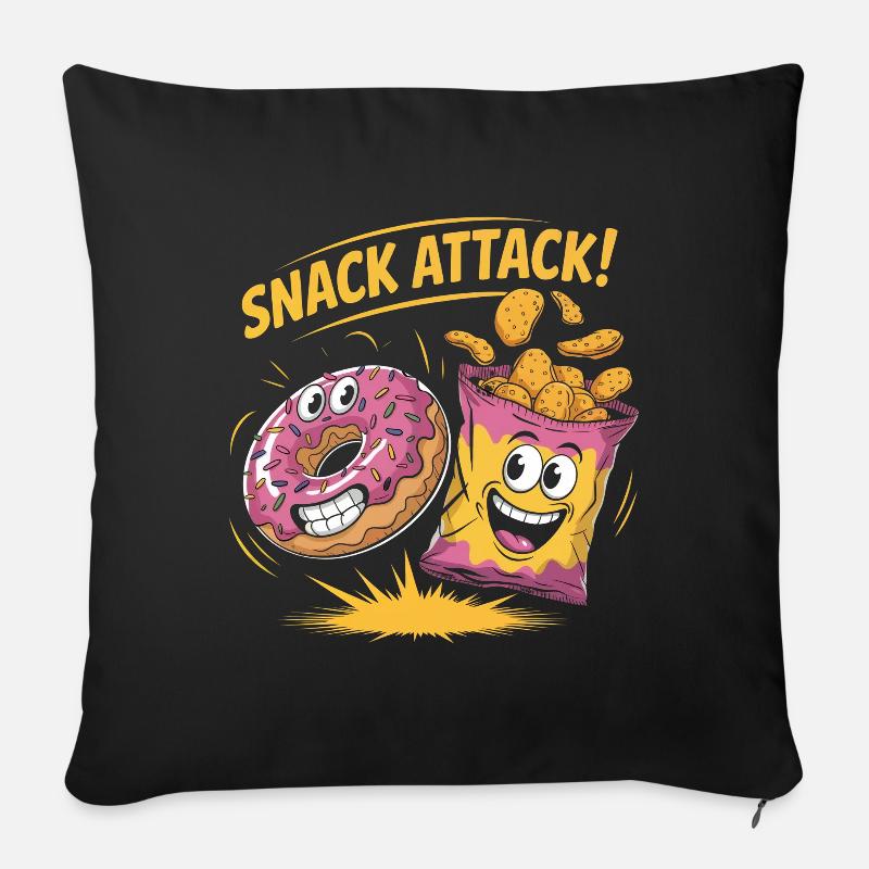 Retro Snacks - Sofakissen mit Füllung 45 x 45 cm - Schwarz