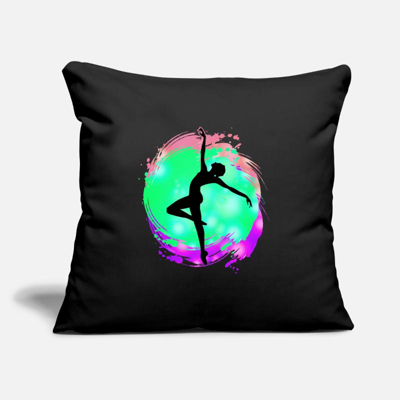 Silhouette de danseuse néon éclaboussure Coussin et housse de 45 x 45 cm