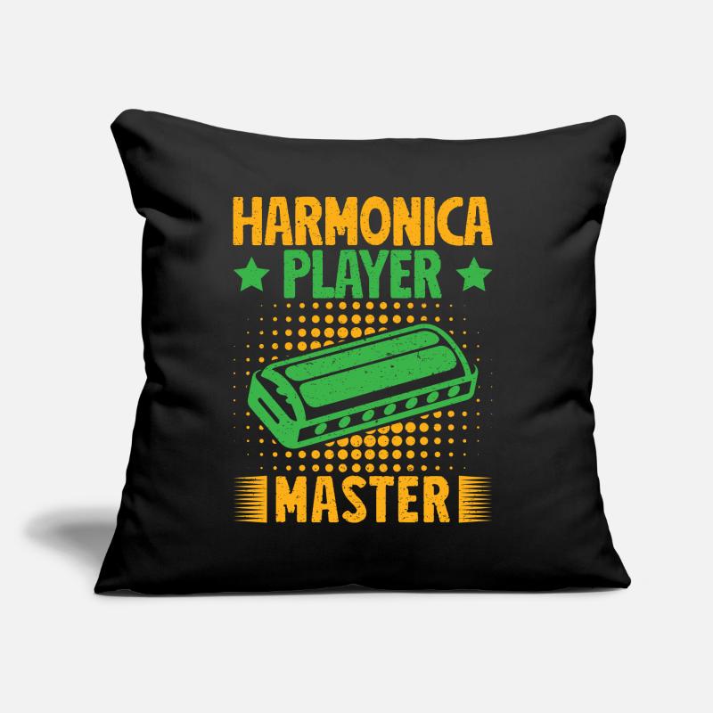 Funny Harmonica Player Master Harmonica Sofakissen mit Füllung 45 x 45 cm
