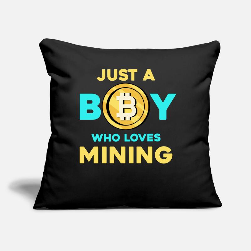Krypto Mining Junge – Bitcoin Leidenschaft Sofakissen mit Füllung 45 x 45 cm
