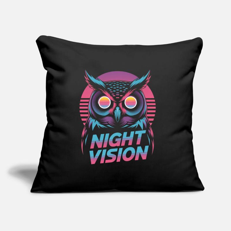 Night Vision Eule Retro Synthwave Nacht Sofakissen mit Füllung 45 x 45 cm