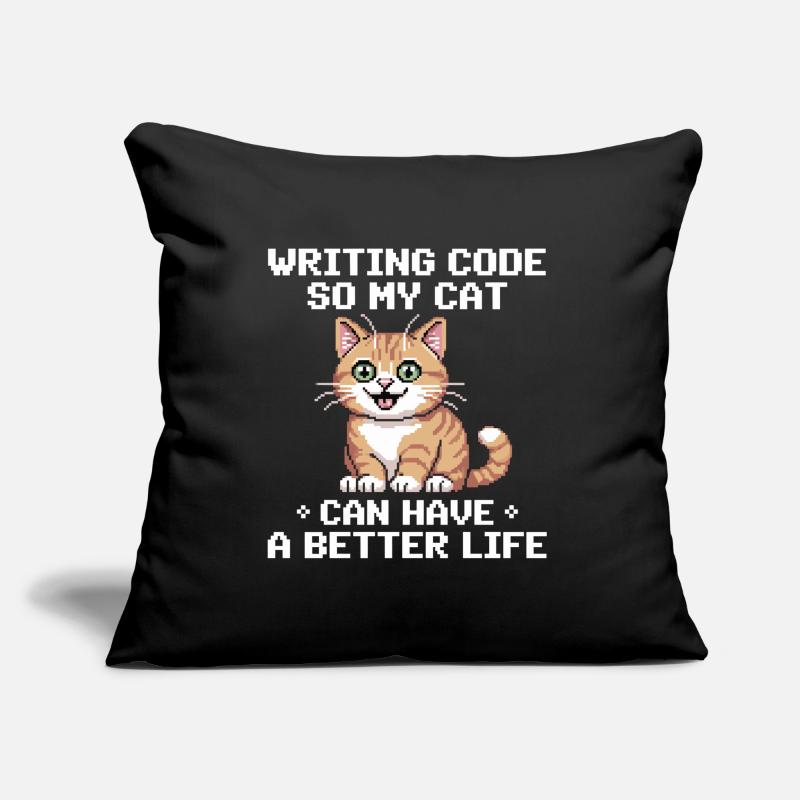 Programmier Katze Lustig Coding Und Katze Deutsch  Sofakissen mit Füllung 45 x 45 cm