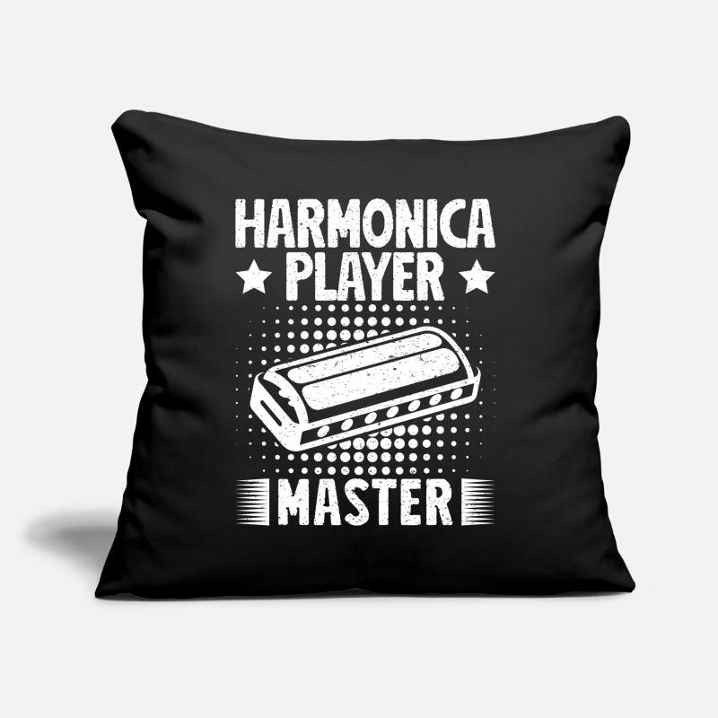 Harmonica Musican Player Master Harmonica Sofakissen mit Füllung 45 x 45 cm