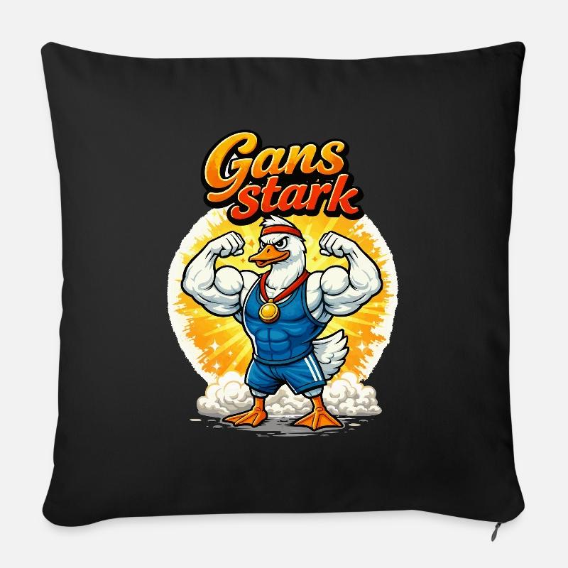 Gans Stark Muskelheld - Sofakissen mit Füllung 45 x 45 cm - Schwarz