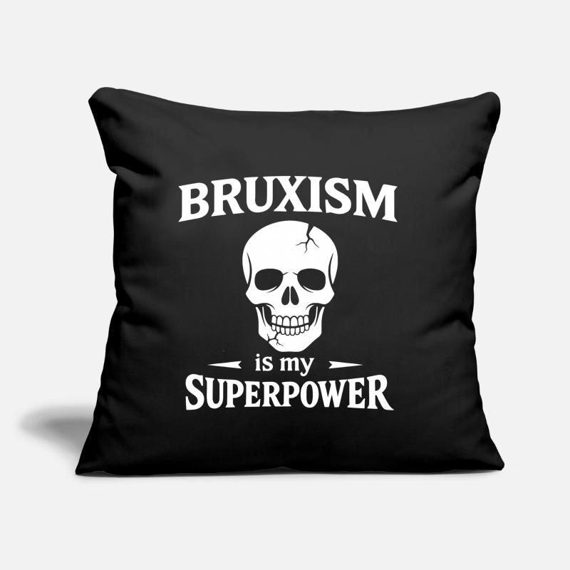 Bruxism Superpower Skull Teeth Grinding Tooth Sofa pillow with filling 45cm x 45cm