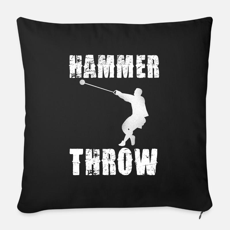 Graphisme de silhouette de lancer de marteau - Coussin et housse de 45 x 45 cm - noir
