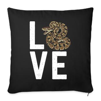 King Python Snakes LOVE Terrarium Python - Sofa pillow with filling 45cm x 45cm - black - Front