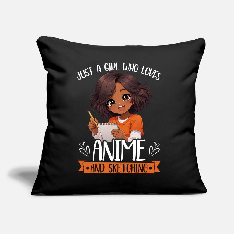 Nur Ein Mädchen, Das Anime Liebt Und Afro Zeichnet Sofakissen mit Füllung 45 x 45 cm
