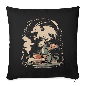 The Dragon Pottery : Édition Mythical Studio Art - Coussin et housse de 45 x 45 cm - noir - Devant