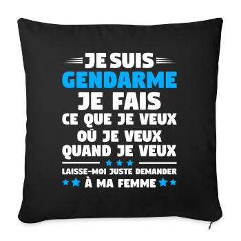 Humor Gendarme Couple Husband Gendarmerie - Sofa pillow with filling 45cm x 45cm - black - Front