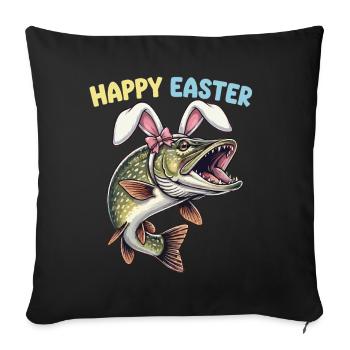 brochet de Pâques aux oreilles de lapin - Coussin et housse de 45 x 45 cm - noir - Devant
