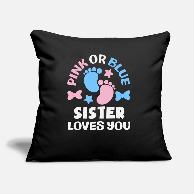 Pink Oder Blau Schwester Liebt Dich Gender Reveal Sofakissen mit Füllung 45 x 45 cm