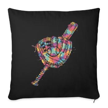 Gant Balle et Batte de Baseball Multicolore   - Coussin et housse de 45 x 45 cm - noir - Devant