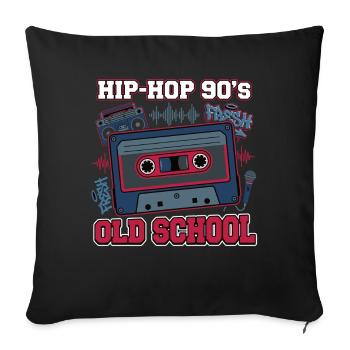 Hip Hop 90s Oldschool Cassette Retro - Sofa pillow with filling 45cm x 45cm - black - Front