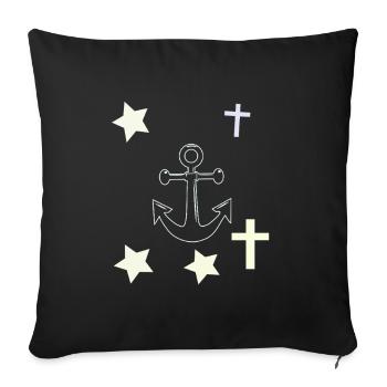 Ancres, étoiles et croix - Coussin et housse de 45 x 45 cm - noir - Devant