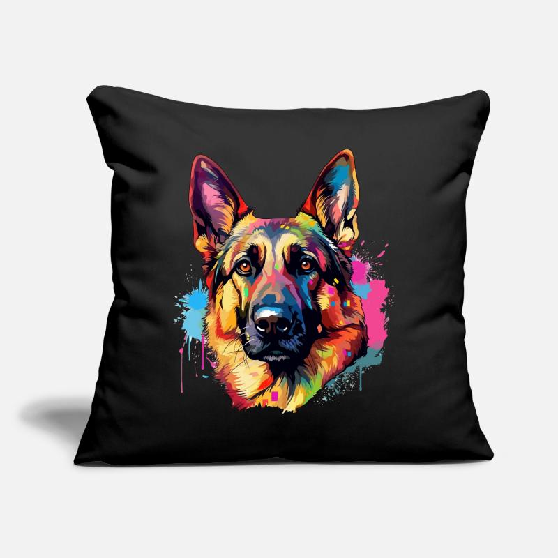 Lebendiger Deutscher Schäferhund Splash Sofakissen mit Füllung 45 x 45 cm