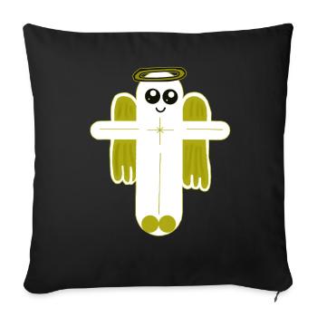 Cross Crucifix Angel Protector - Sofa pillow with filling 45cm x 45cm - black - Front