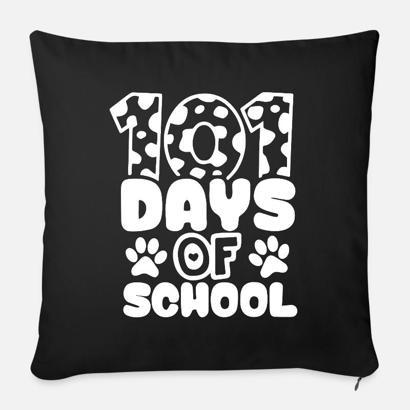 101 jours d’école Empreinte de patte - Coussin et housse de 45 x 45 cm - noir